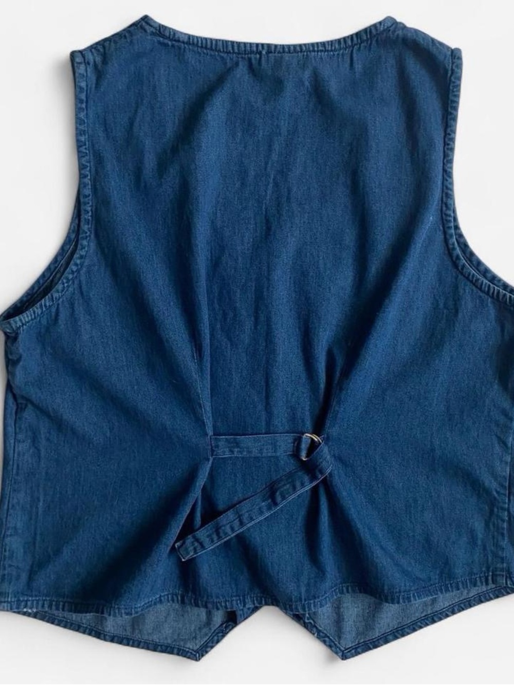 Vintage blue denim embroidered floral vest - Picture 3 of 9